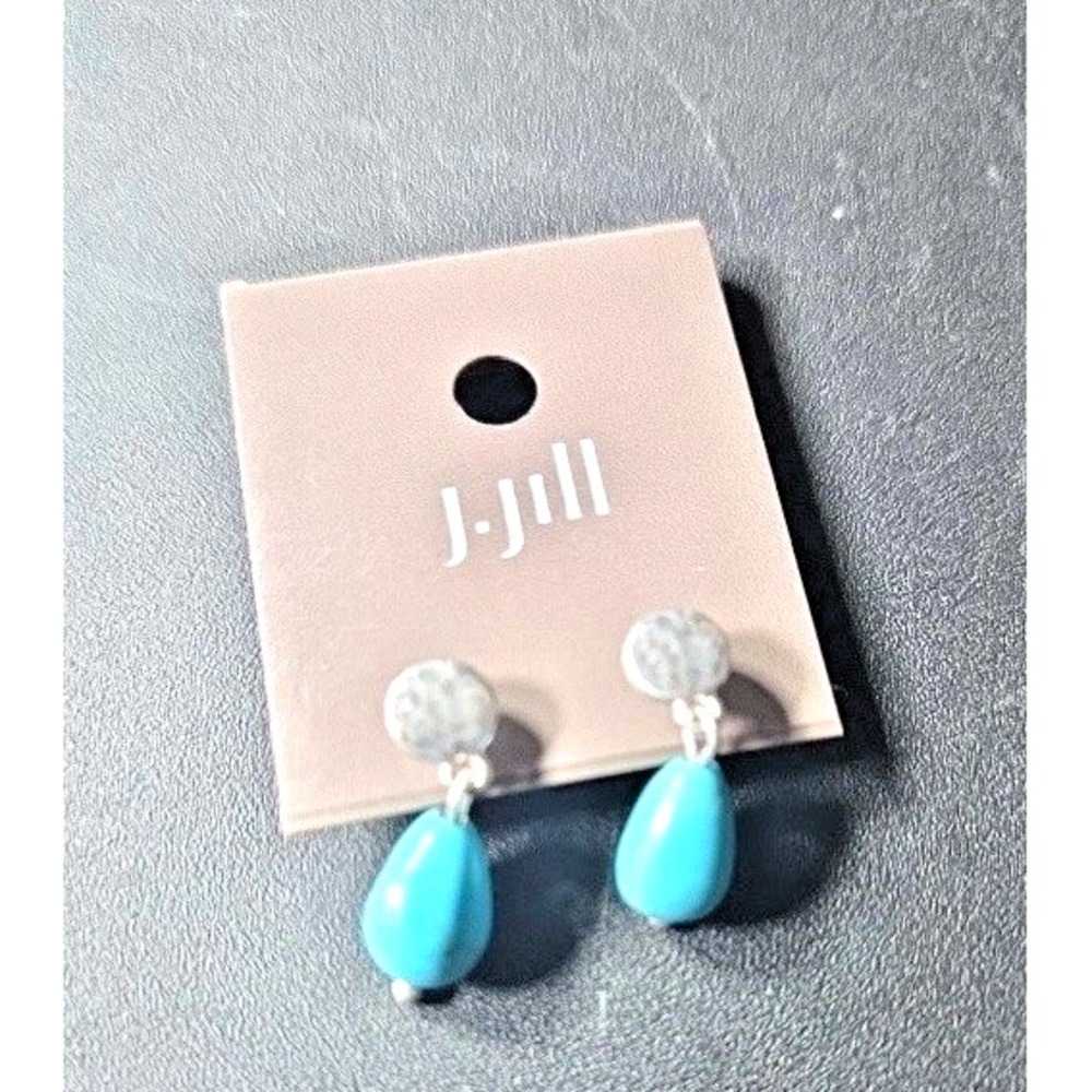 J Jill Agean Blues Silver-tone Post Drop Earrings, New with Tag